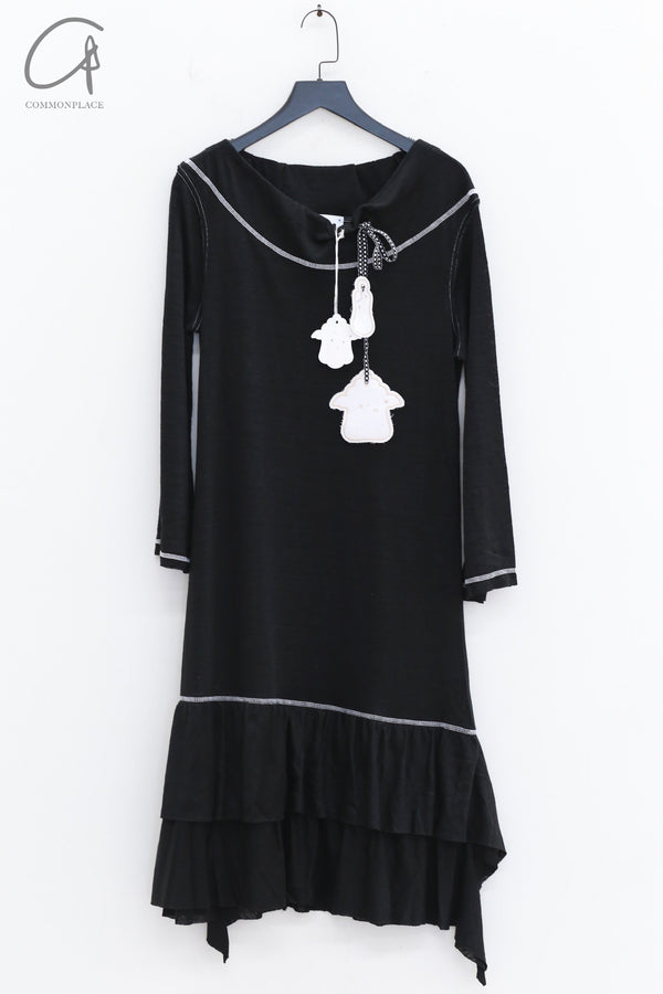 VeniceW 24 spring and summer off-shoulder dress 2D-HEI black